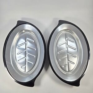 2 Nordic Ware Serva Sizzler Platters Pan Plate Steak Fajita Hot/cold Food Server